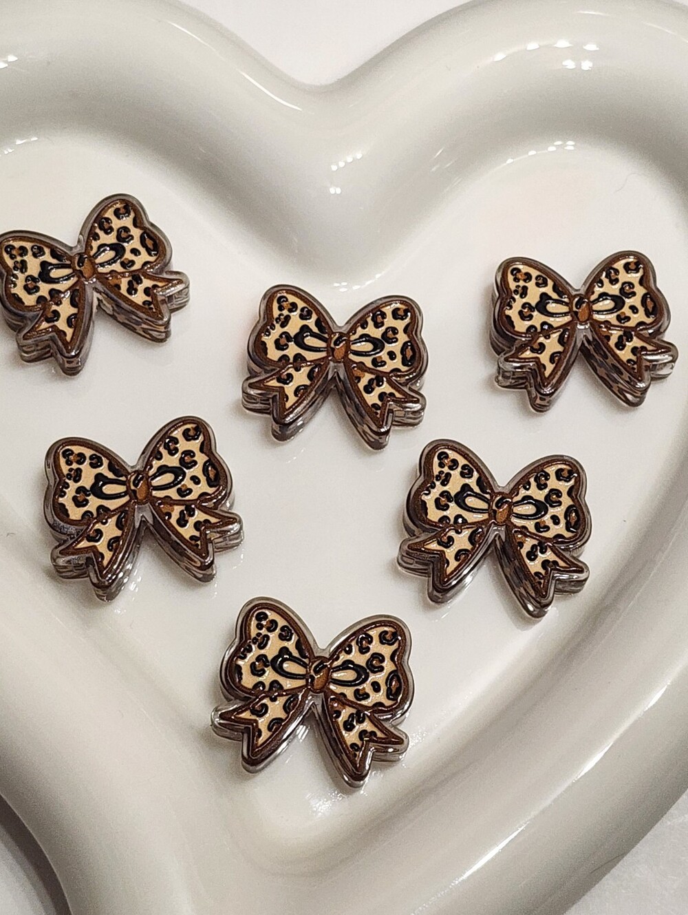 Animal Print Bow Beads 2 Pcs Focal Beads Beaded Pen Jewelry Making Charms Crafts